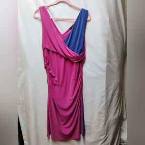 IMAN Pink and Blue Wrap Mini Dress